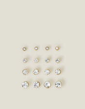 8-Pack Crystal Stud Earrings, , large