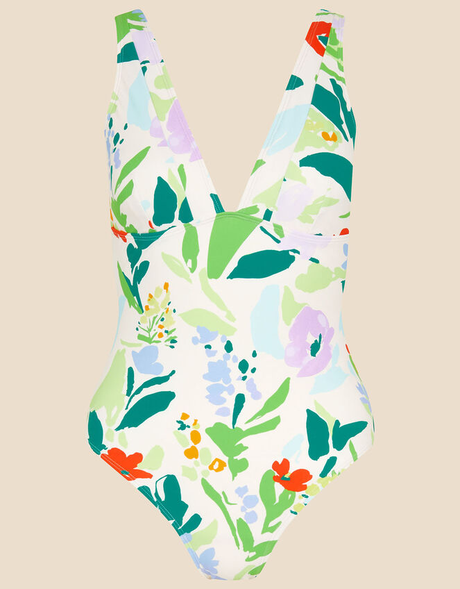 Lexi Abstract Floral Plunge Shaping Swimsuit, Multi (BRIGHTS-MULTI), large