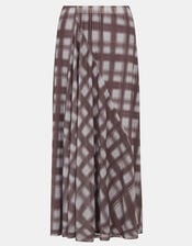 Check Print Mesh Midi Skirt, Multi (MULTI), large