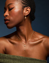 14ct Gold-Plated Diamanté Palm Tree Pendant Necklace, , large