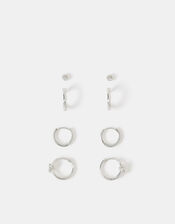 4-Pack Sterling Silver-Plated Knot Stud & Hoop Earrings, , large