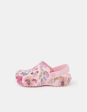 Girls Butterfly Print Clogs, Pink (PINK), large