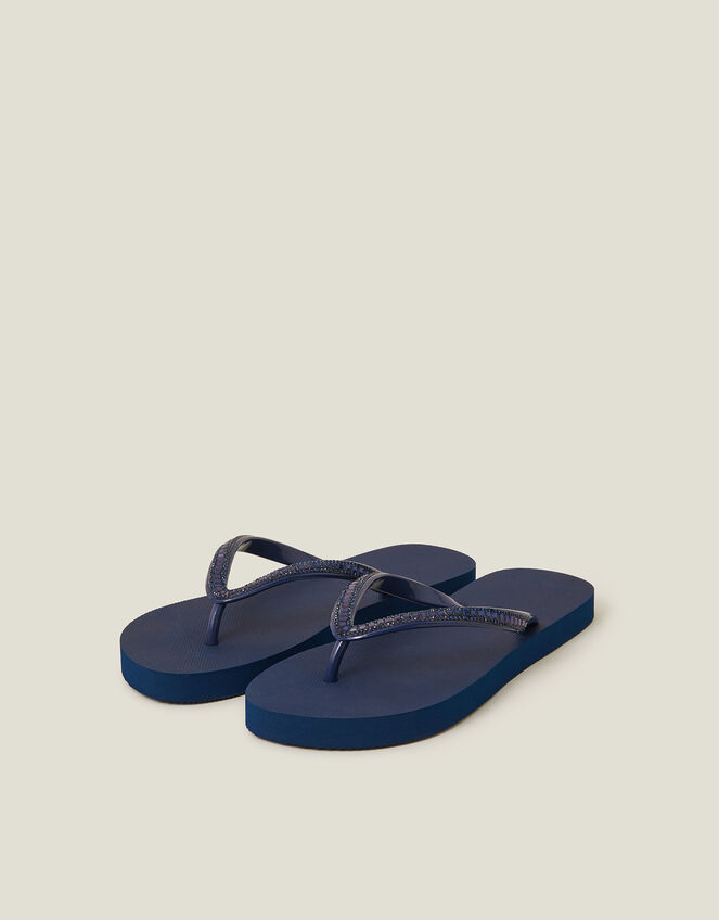 Gemstone Flip Flops, Blue (NAVY), large