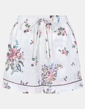 Floral Print Cotton Shorts Pyjamas Set, Ivory (IVORY), large