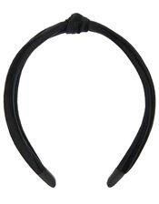 Slim Velvet Knot Headband, Black (BLACK), large