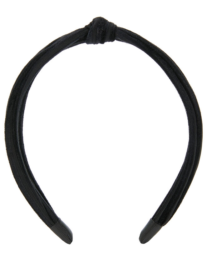 Slim Velvet Knot Headband, Black (BLACK), large