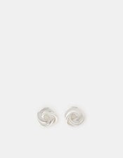 Sterling Silver Flat Knot Stud Earrings, , large