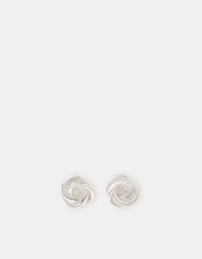 Sterling Silver Flat Knot Stud Earrings, , large