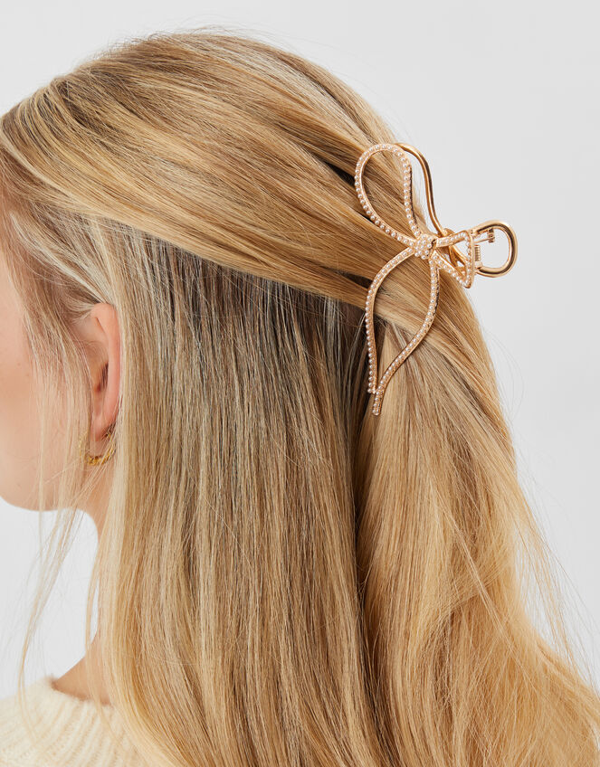 Pearl Bow Claw Clip, , large