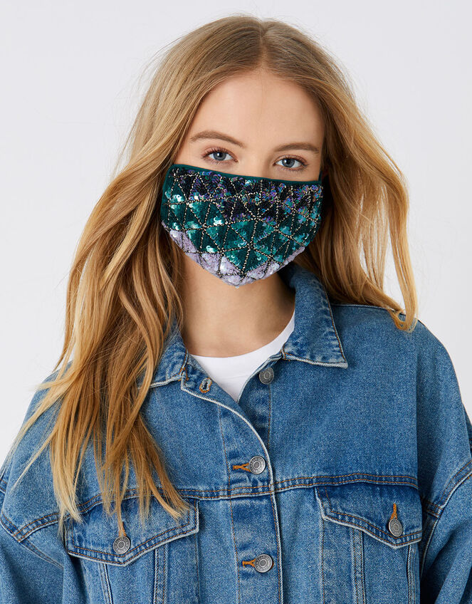 Mermaid Embellished Face Covering, Multi (BRIGHTS-MULTI), large