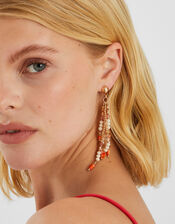 Beaded Facet Long Drop Earrings, , large