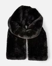 Faux Fur Stole Scarf, Black (BLACK), large