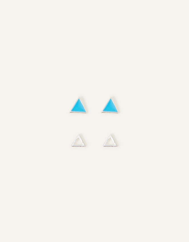 Sterling Silver Triangle Stud Earrings Set of Two Sterling silver