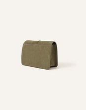 Suede Stitch Detail Cross-Body Bag, Green (KHAKI), large