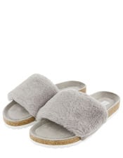 Fluffy Slider with Cork Base, Grey (GREY), large
