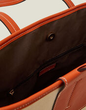 Faux Leather Canvas Tote Bag, , large