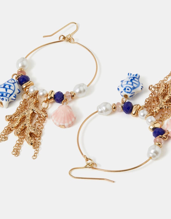 Sea Charm Hoop Earrings, , large