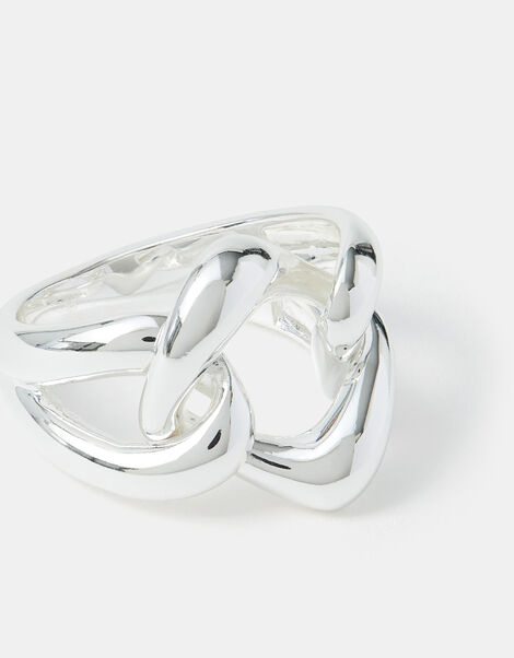 Sterling Silver-Plated Chunky Link Ring, Silver (ST SILVER), large