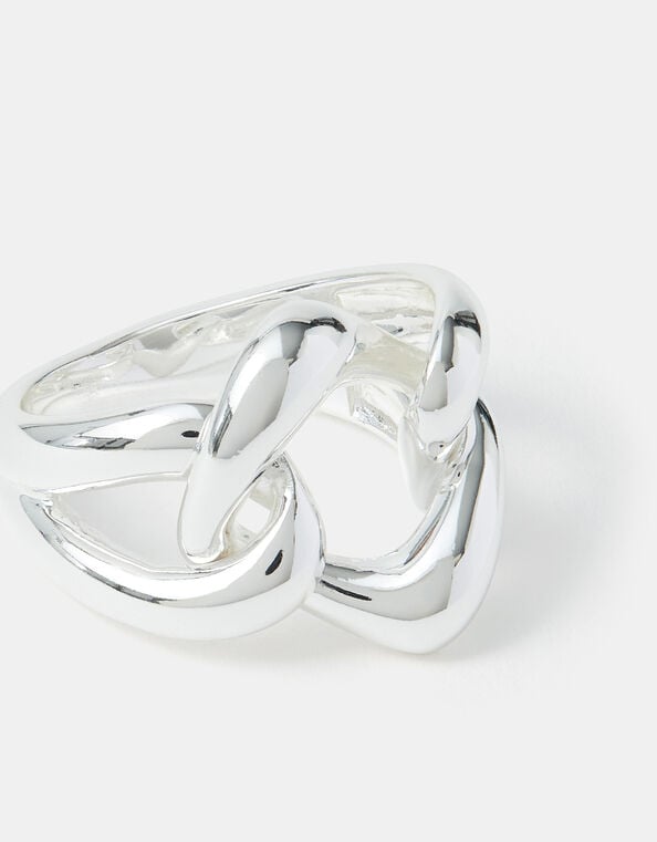 Sterling Silver-Plated Chunky Link Ring, Silver (ST SILVER), large