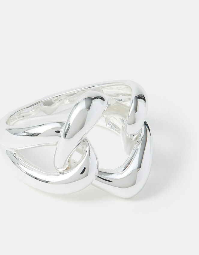 Sterling Silver-Plated Chunky Link Ring, Silver (ST SILVER), large