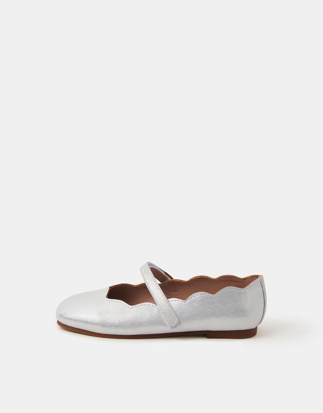 Girls Scallop Edge Ballet Flats, Ivory (IVORY), large