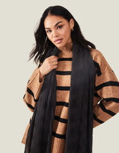 Textured Pleat Scarf, Black (BLACK), large