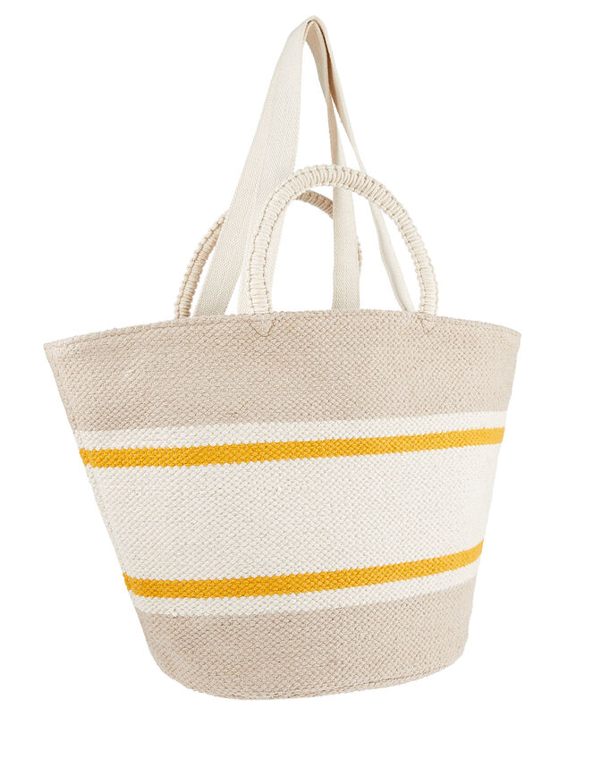 Oversized Double-Handled Basket Tote Bag, , large