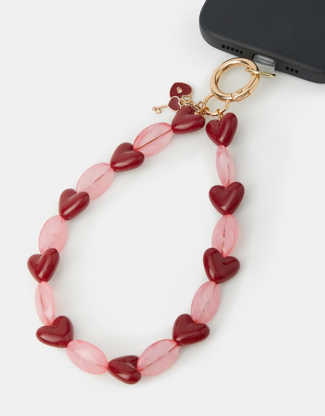 Heart Bead Wrist Phone Strap, , large