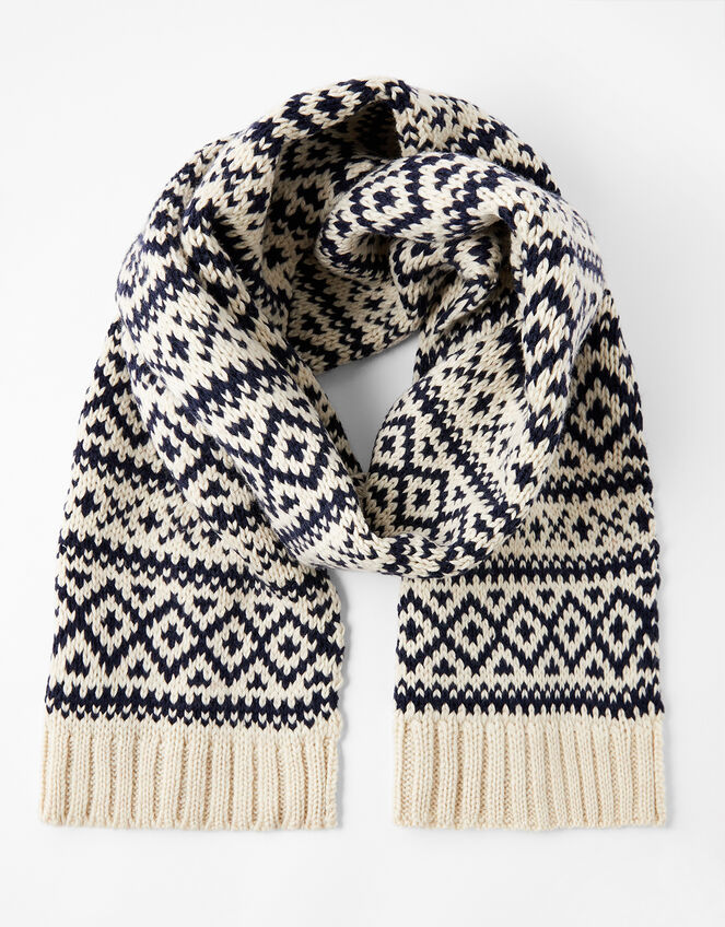 Fair Isle Chunky Knit Scarf, , large