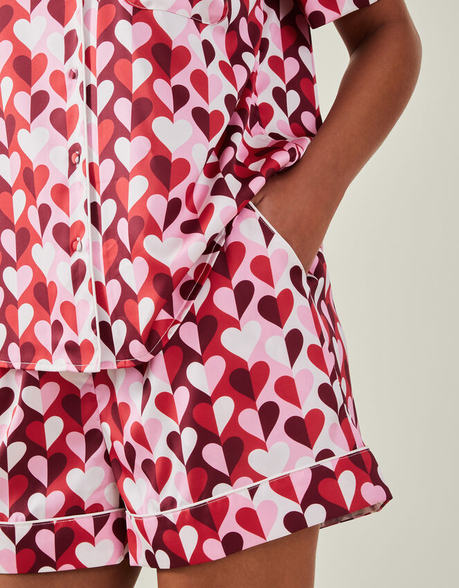 Heart Satin Short Pyjamas Set, Red (RED), large
