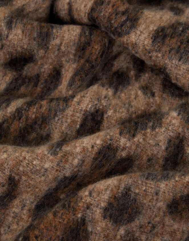 Brushed Leopard Print Blanket Scarf, , large