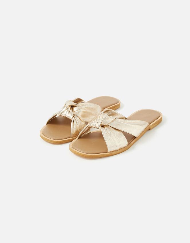 Leather Knotted Sliders , Gold (GOLD), large