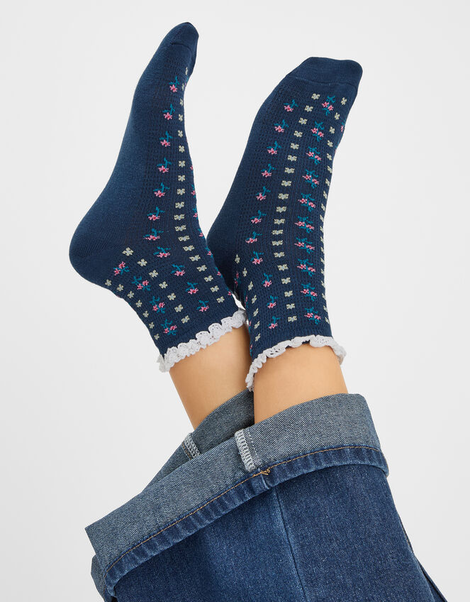 Crochet Flower Socks, , large