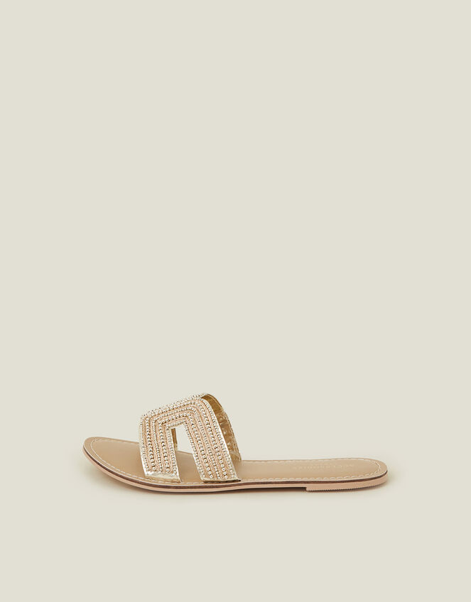 Bella Beaded Sliders, Gold (GOLD), large