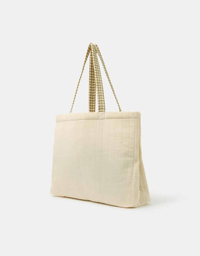 Embroidered Quilted Shopper Bag, , large