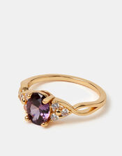 Cubic Zirconia Twisted Engagement Ring, Purple (PURPLE), large