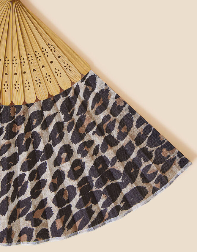 Leopard Print Bamboo Fan, , large