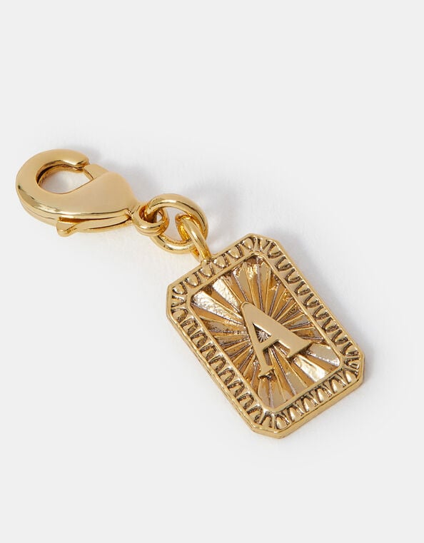14ct Gold-Plated Framed Initial Charm, Gold (GOLD), large