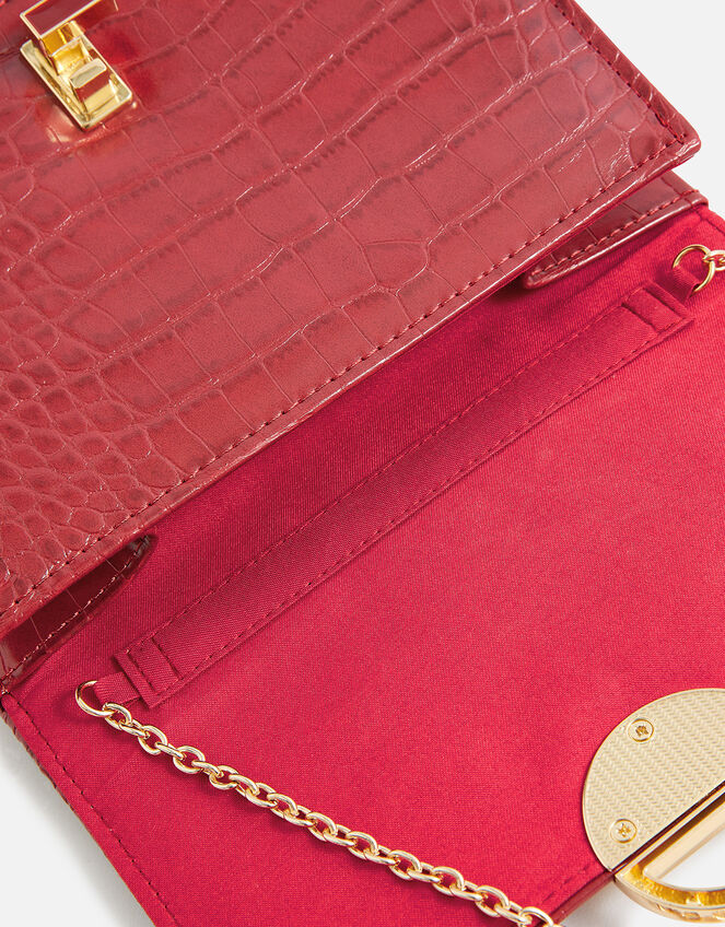 Faux Croc Lock Chain Bag, , large