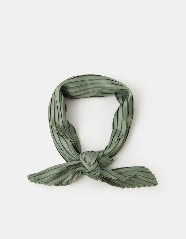 Pleated Square Satin Scarf, , large