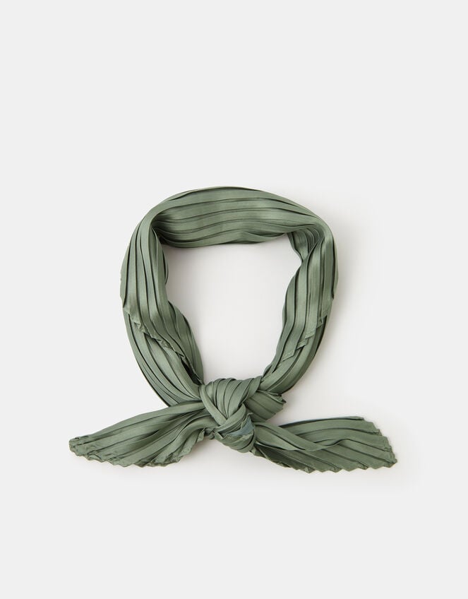Pleated Square Satin Scarf, , large