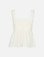 Bow Back Peplum Hem Top, Ivory (IVORY), large
