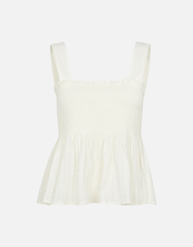 Bow Back Peplum Hem Top, Ivory (IVORY), large