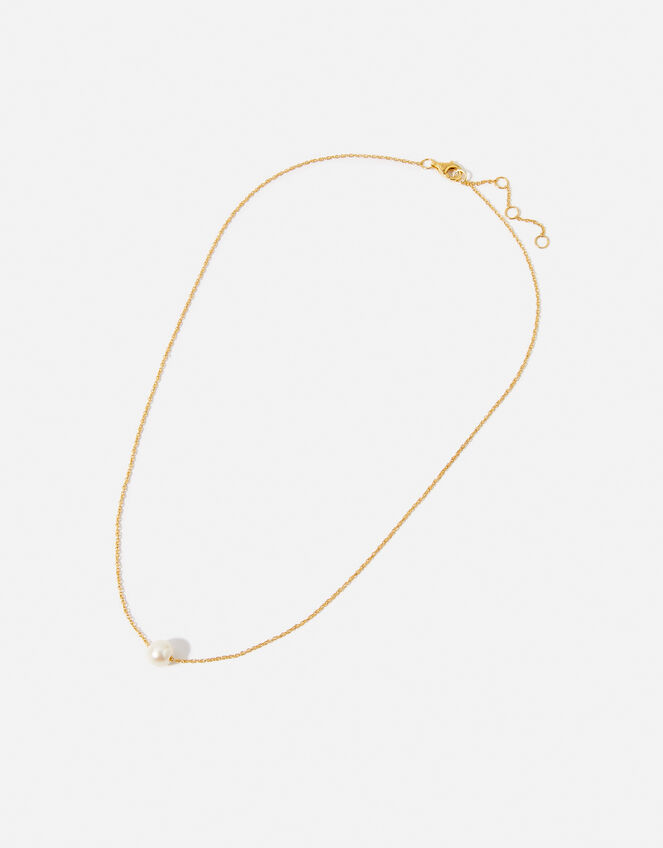 Gold Vermeil Single Pearl Necklace, , large