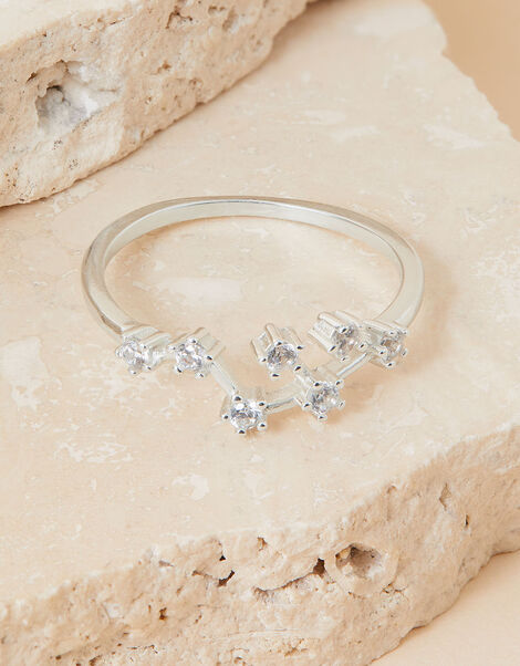 Recycled Sterling Silver Sparkly Constellation Virgo Ring, White (ST CRYSTAL), large