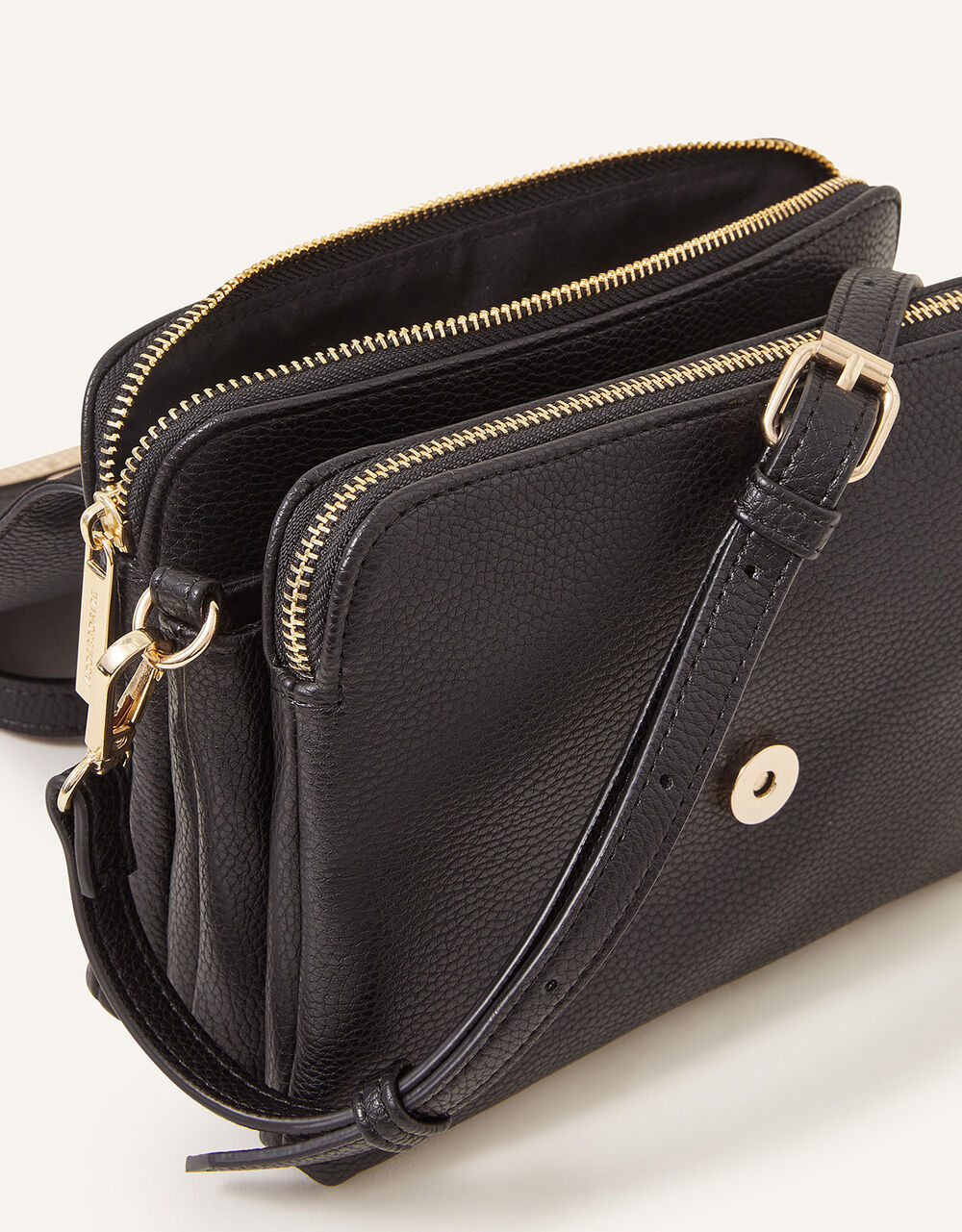 Double Zip Cross Body Bag Black Crossbody bags Accessorize UK
