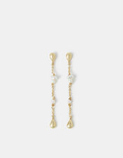 14ct Gold-Plated Pearl Chain Drop Earrings, , large