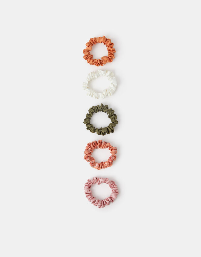 5-Pack Satin Hair Scrunchies, , large