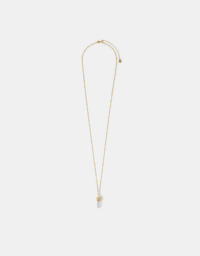 14ct Gold-Plated Long Rose Quartz Pendant Necklace, , large