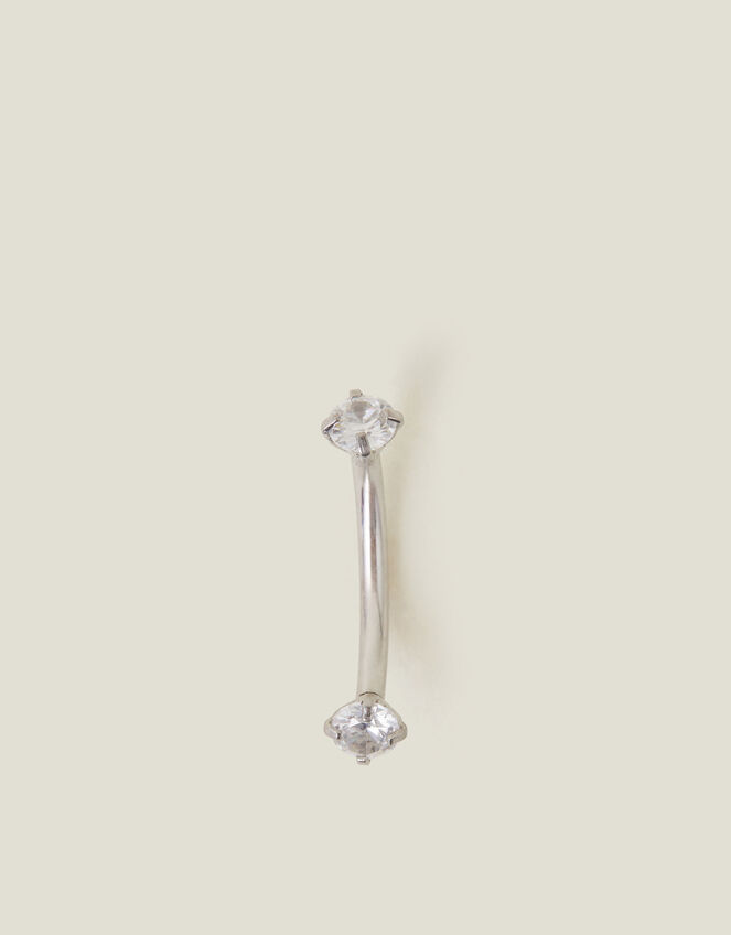 Platinum-Plated Surgical Steel Crystal Barbell, , large